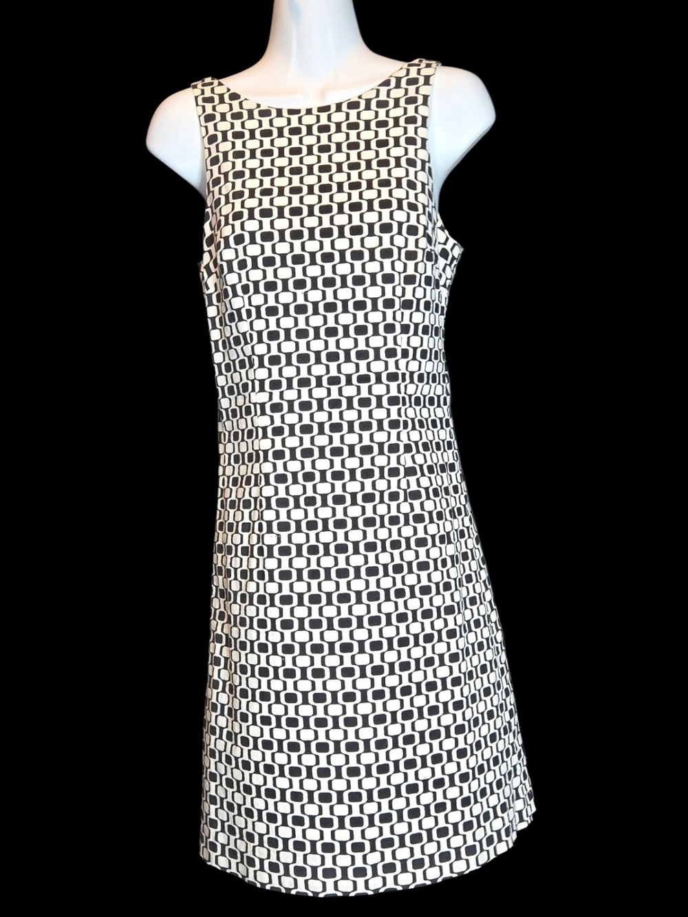 Max & Cleo Black and White Geometric Midi Dress